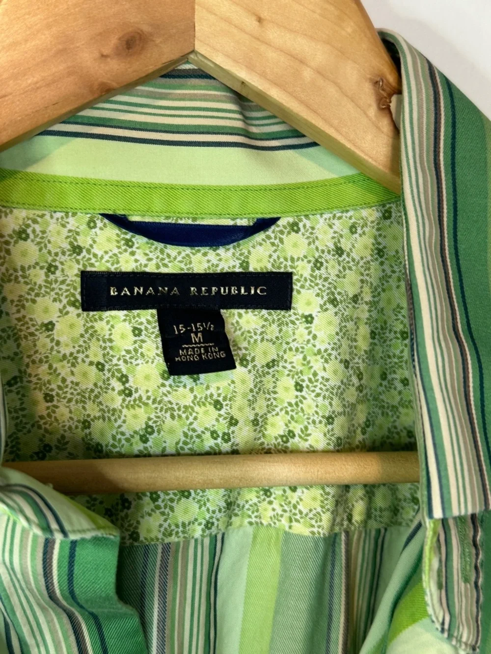 Vintage Green Striped Banana Republic Button Down Shirt M